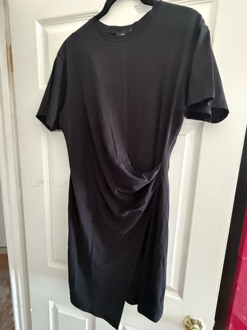 Theory Black Draped Midi Dress